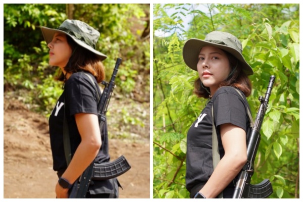 塔泰泰為了反抗軍政府，宣布暫別演藝事業，加入少數民族反抗軍。（翻攝自Htar Htet Htet推特）