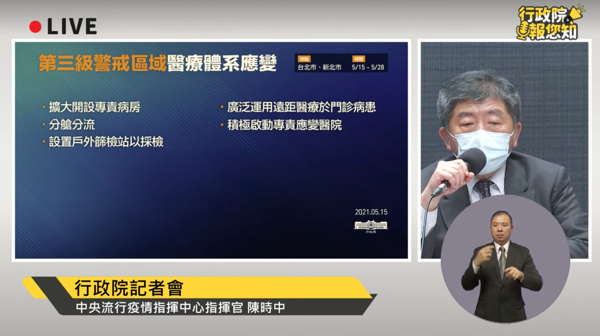 醫療體系應變措施。(翻攝自行政院開麥啦-2 YouTube)