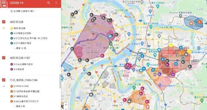 有網友神製作確診者足跡，方便民眾比對。（翻攝自google map）