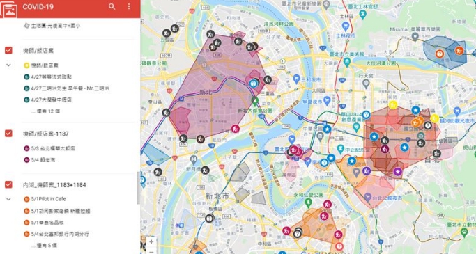 有網友神製作確診者足跡，方便民眾比對。（翻攝自google map）
