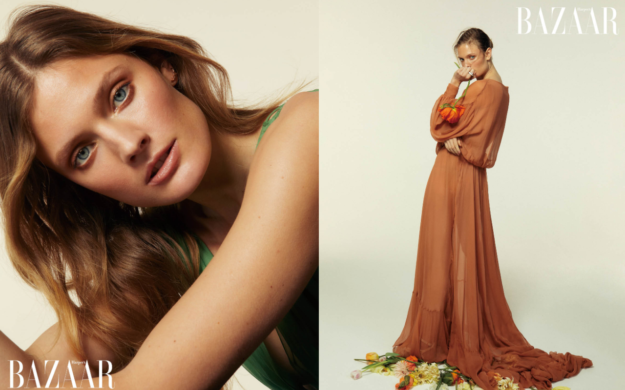 法國超模Constance Jablonski登上時尚雜誌《Harper's BAZAAR》5月號封面。（《Harper's BAZAAR》國際中文版提供） 