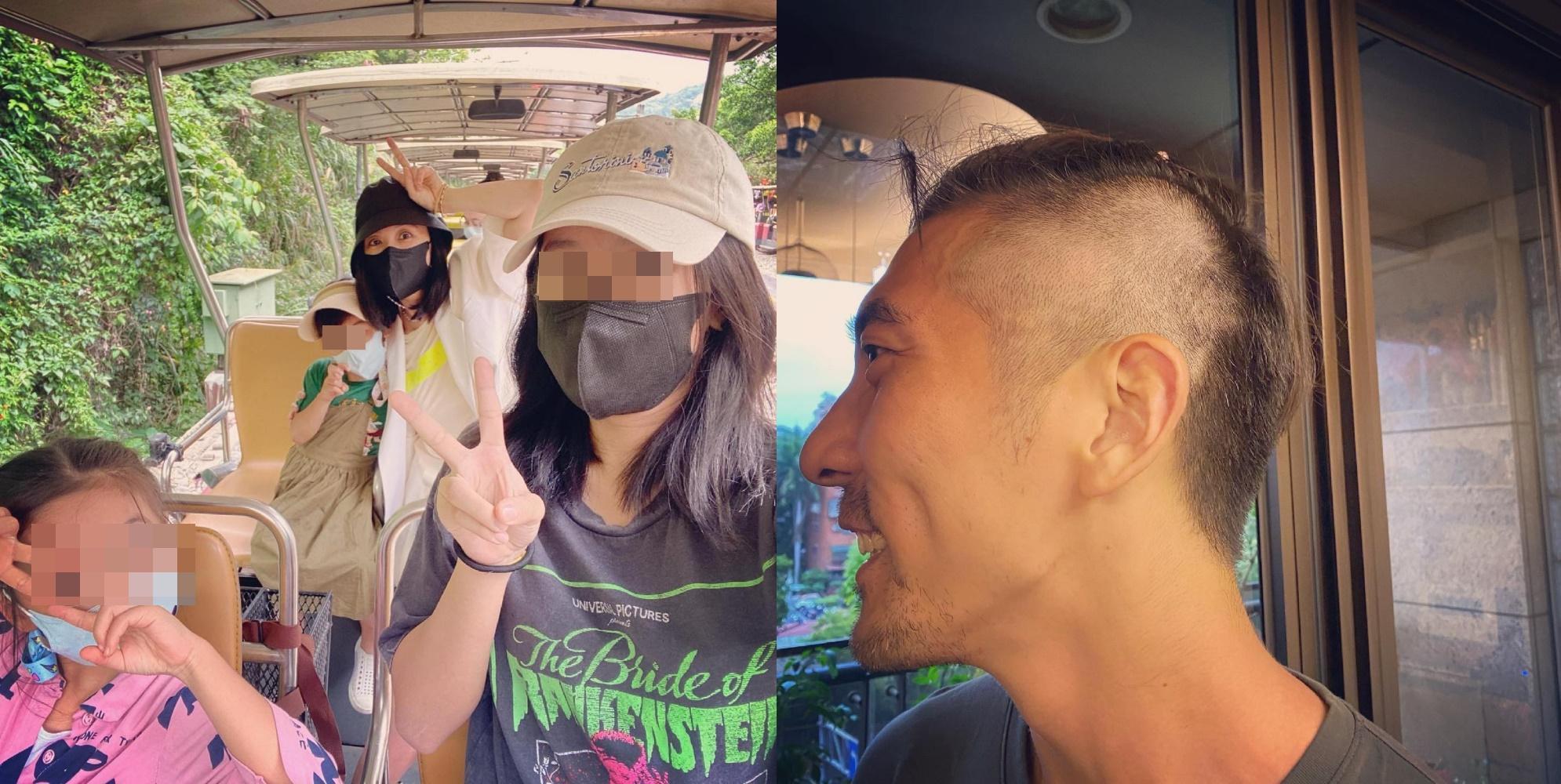原本還可以出門的一家人,現在都待在家中防疫,修杰楷的頭髮還被賈靜雯劉剃掉一大片。(翻攝自賈靜雯IG)