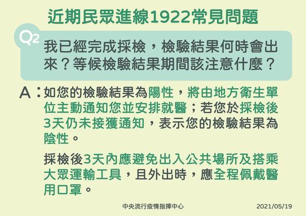 指揮中心整理1922的常見問題，幫助民眾更快了解相關消息。（指揮中心提供）