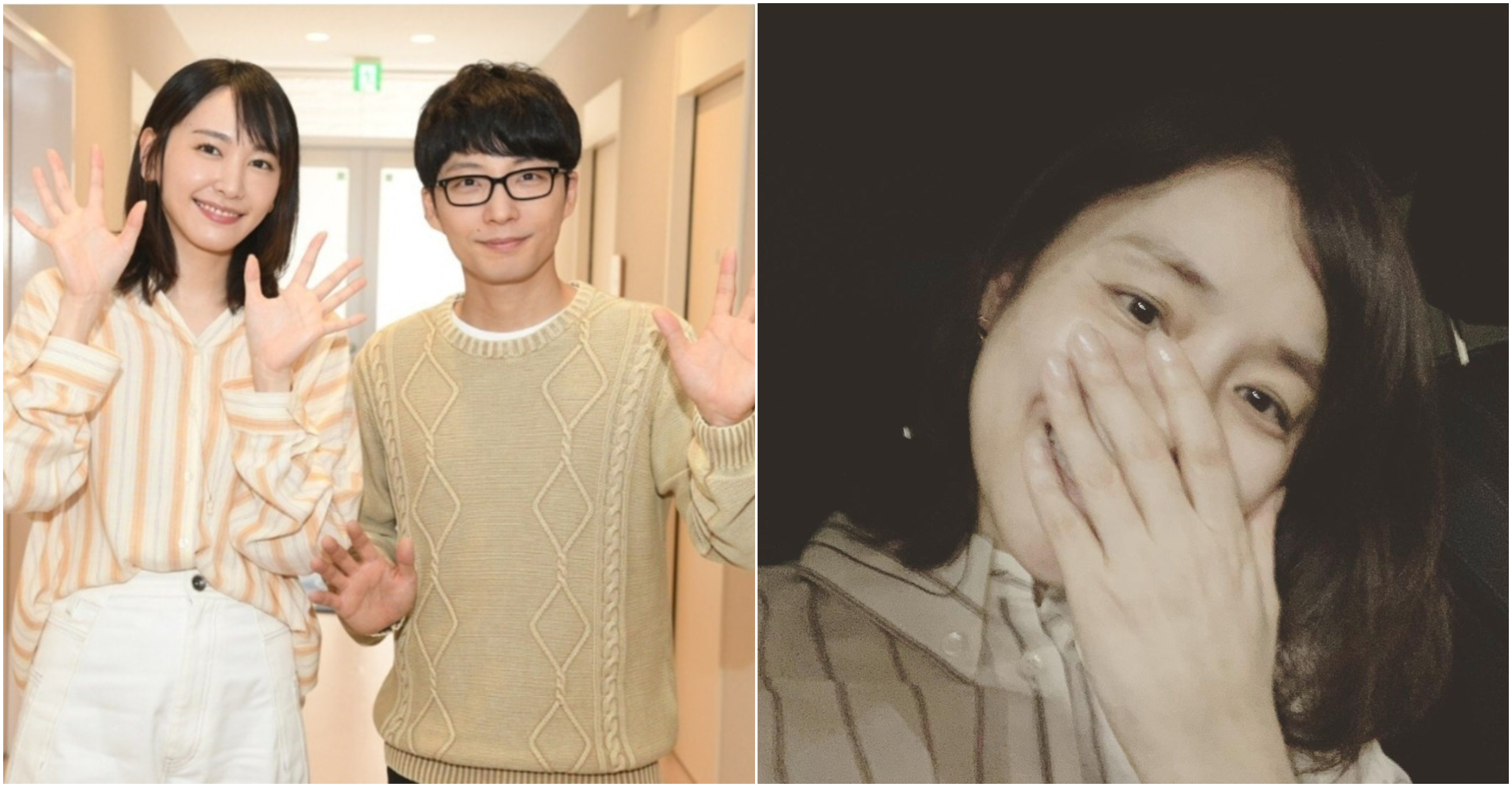 新垣結衣、星野源宣布結婚（左圖），石田百合子（右圖）感動祝賀。（翻攝月薪嬌妻推特／石田百合子IG）