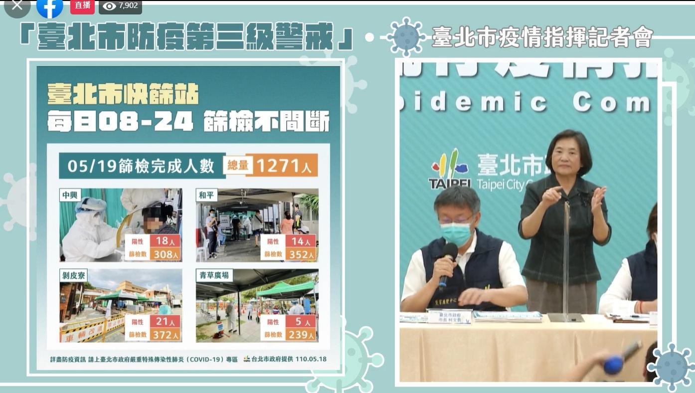 柯文哲今日公布快篩站檢疫總數。（翻攝自柯文哲臉書）