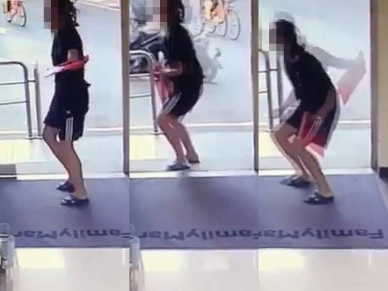 新北一名男子超商內未戴好口罩，遭店員勸導反上演「中和方唐鏡」戲碼。（翻攝自蔡阿嘎臉書）