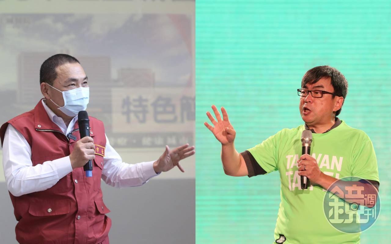 新北市出動「防疫巴士」將部分輕症者送往中南部檢疫所，前立委段宜康（左）昨晚po文狠酸市長侯友宜（右）。（合成照／本刊資料照）
