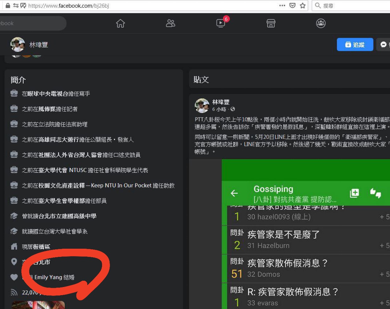 親綠寫手林瑋豐被網友起底。(翻攝自PTT)