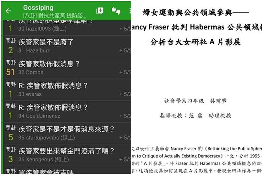 林瑋豐因發文抹PTT認知作戰,過去貼文及個人背景都被網友起底。(翻攝自PTT)