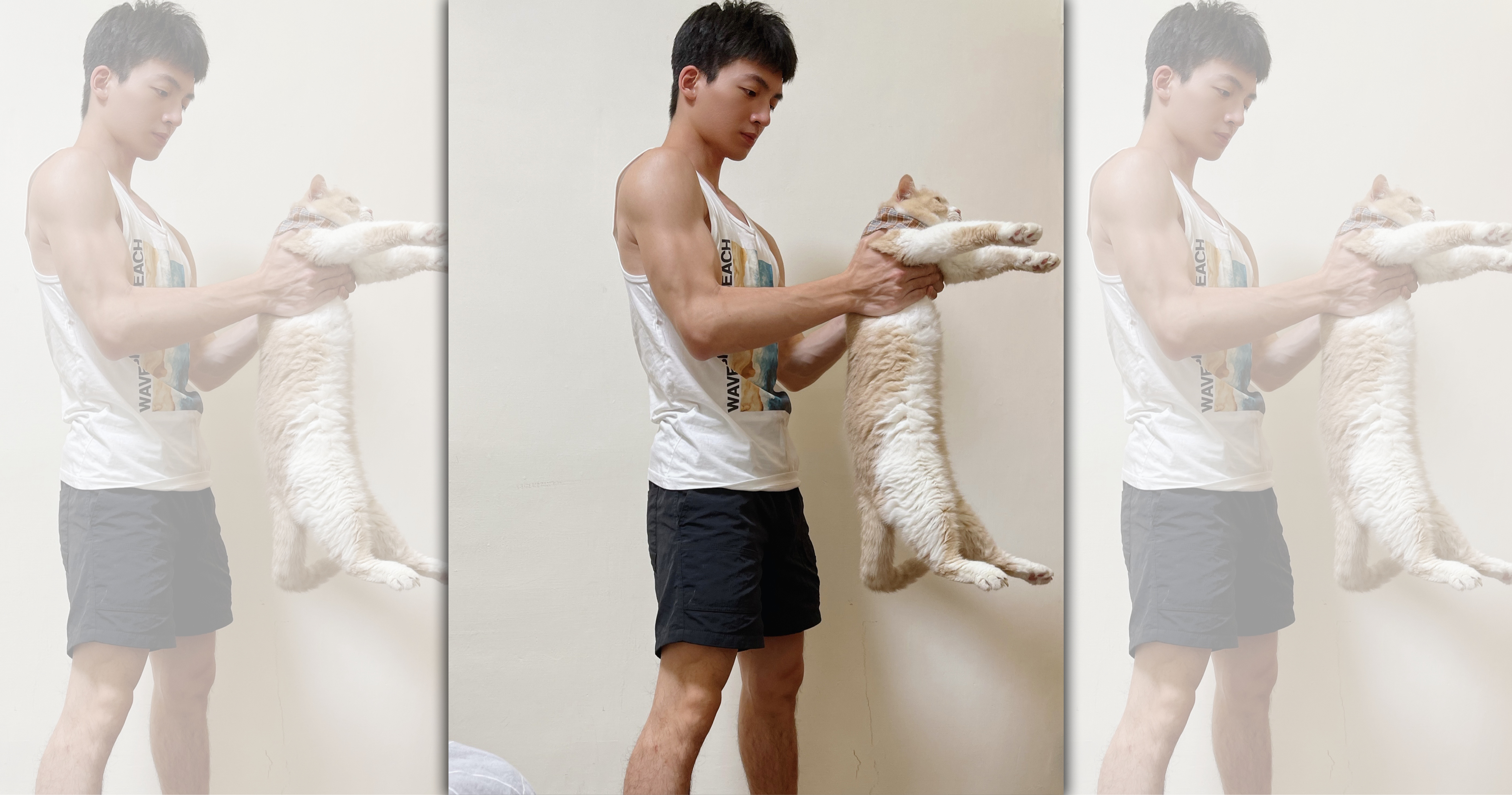 宅在家防疫的張洛偍以幽默風趣拍影片，還大秀一段自創的「酒精舞」。（周子娛樂提供）