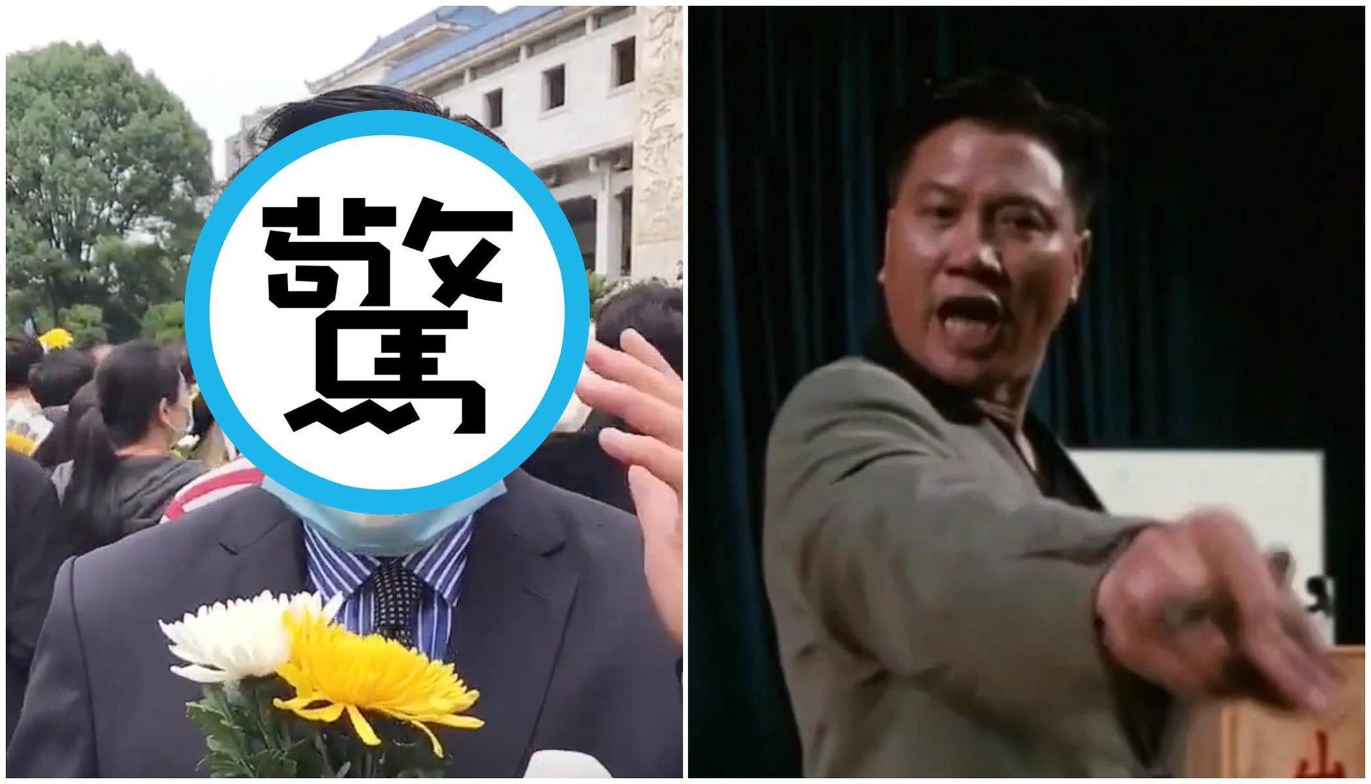 萬梓良曾在電影《古惑仔》飾演「蔣天養」（右圖），近照曝光令人驚呼認不得（左圖）。（翻攝網路、萬梓良經紀人微博）