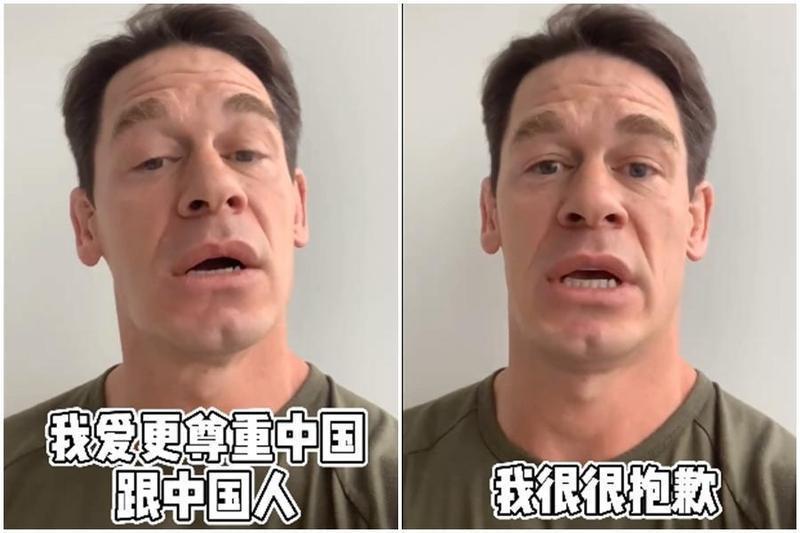 約翰希南稱台灣是國家惹議，自拍影片道歉強調「很愛很尊重中國和中國人」。（翻攝自約翰希南微博）