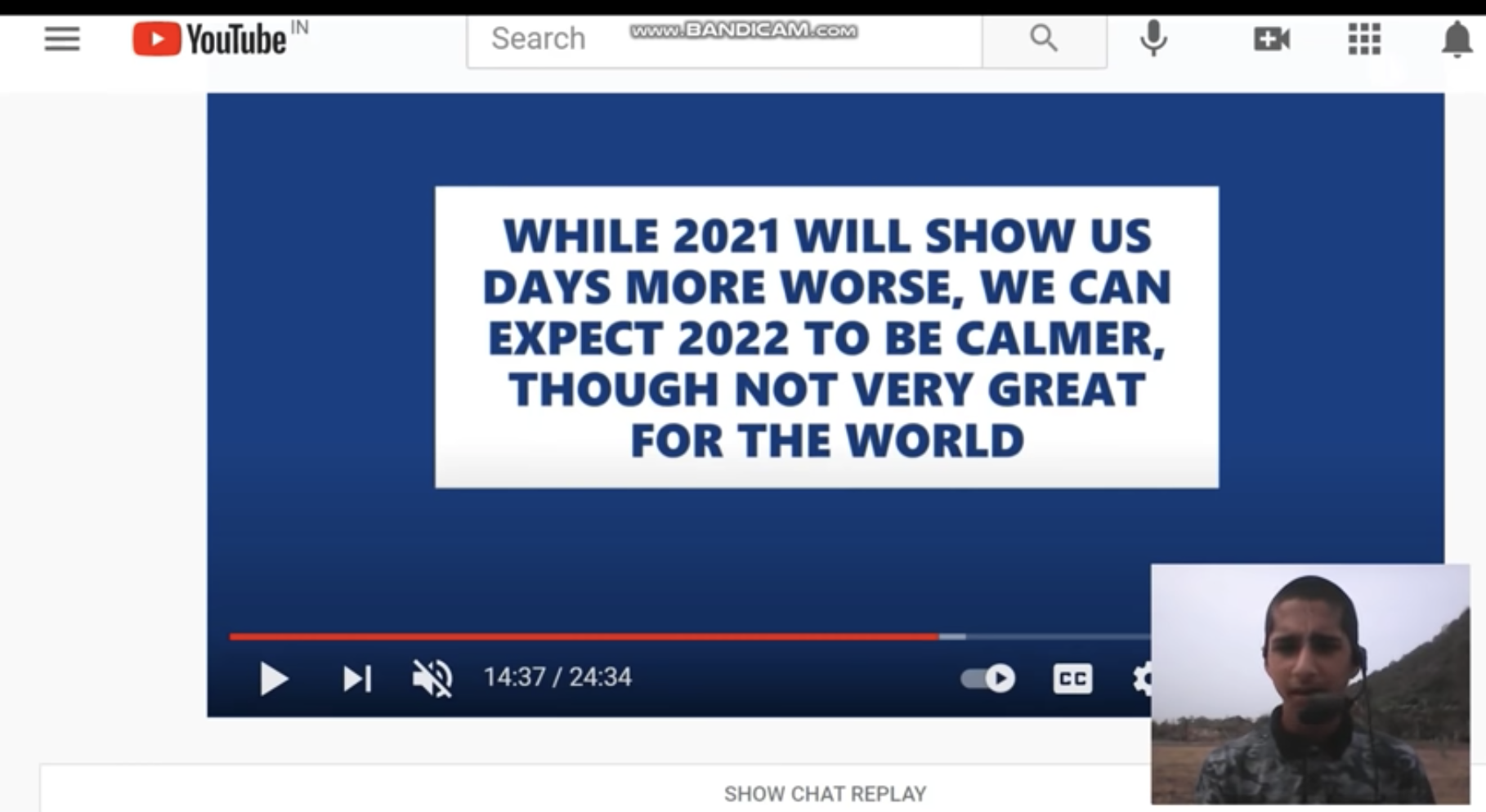 印度神童預言今年疫情比去年更糟,但2022年將有好轉跡象。(翻攝自 Conscience YouTube)