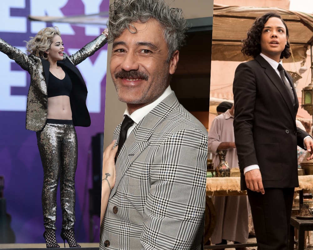 瑞塔歐拉（左起）、塔伊加維迪提、泰莎湯普森，在澳洲雪梨被目擊親在一起。（Gucci、福斯影業、索尼影業提供）