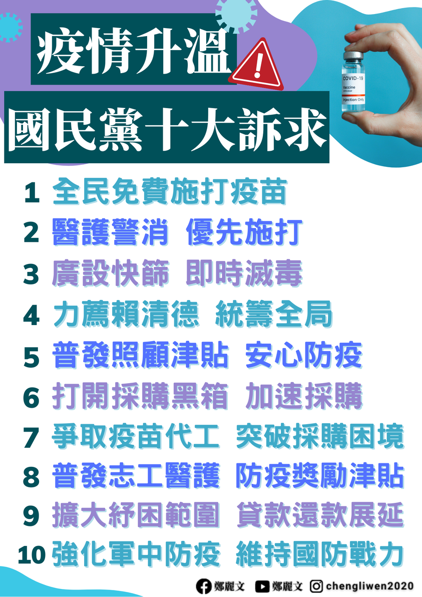國民黨團提出10大訴求。(翻攝自鄭麗文臉書)