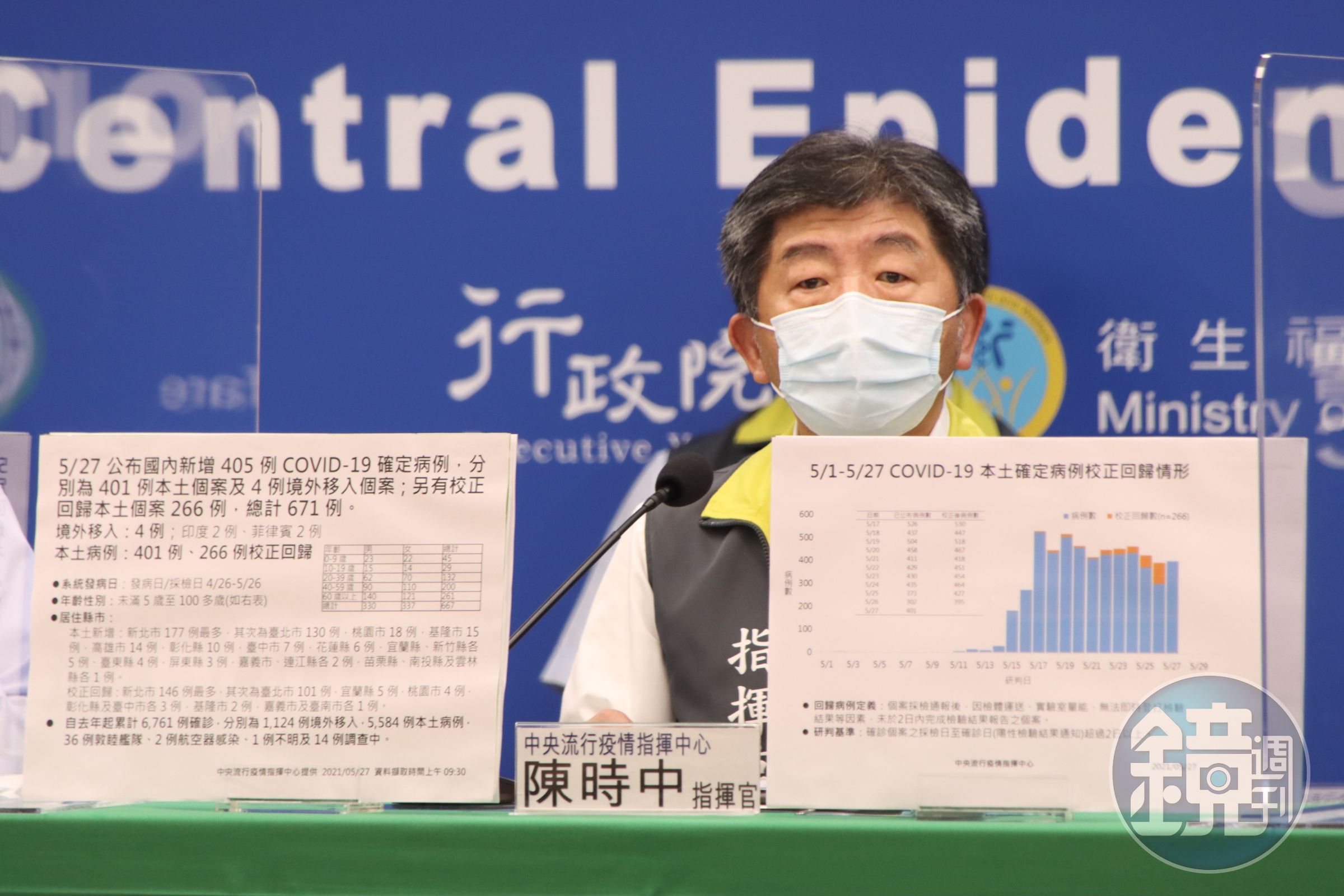 指揮官陳時中報告國內最新疫情狀況。（指揮中心提供）