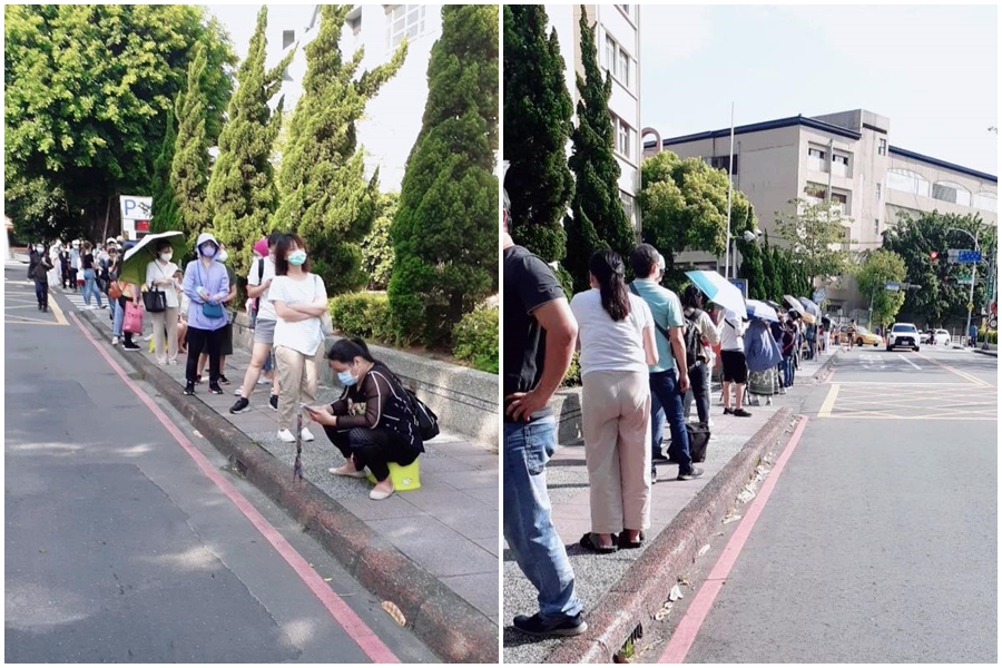 戴瑋姍指出，板橋聯醫篩檢站從5月17日開設至今，每天還是上百人排隊群聚。（翻攝戴瑋姍臉書）