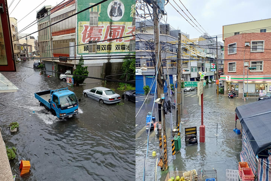 台灣今年面臨50多年來最大乾旱、各地頻缺水，沒想到今上午彰化竟下起暴雨還淹水。（翻攝自「我愛鹿港小鎮」臉書社團）