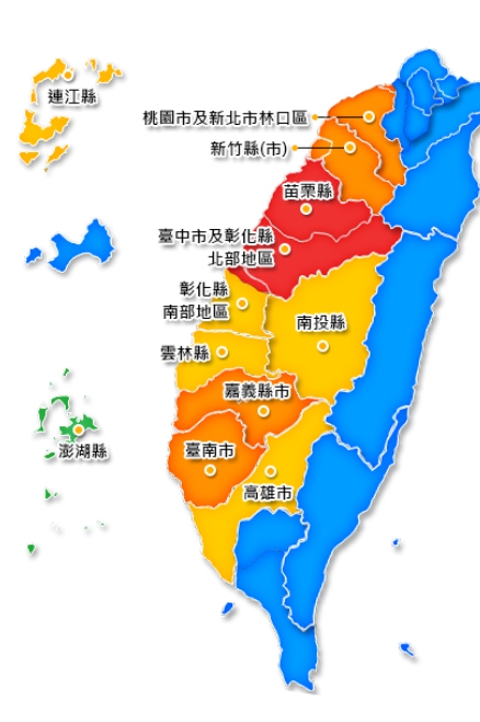 全台水情燈號。（翻攝自水利署官網）