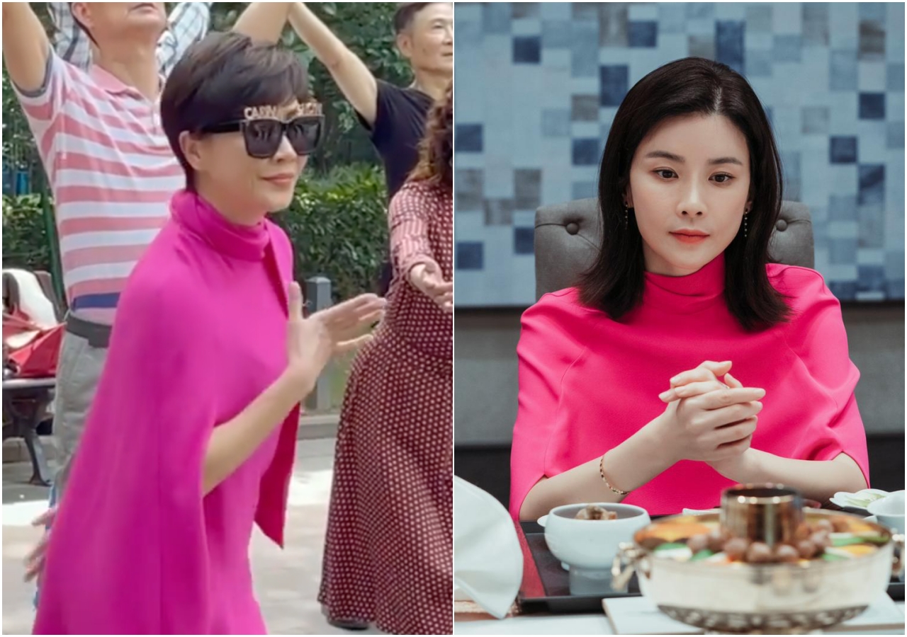 劉嘉玲（左）、李寶英身穿相同的VALENTINO 2021早春系列上衣。NT$63,500（合成照片）