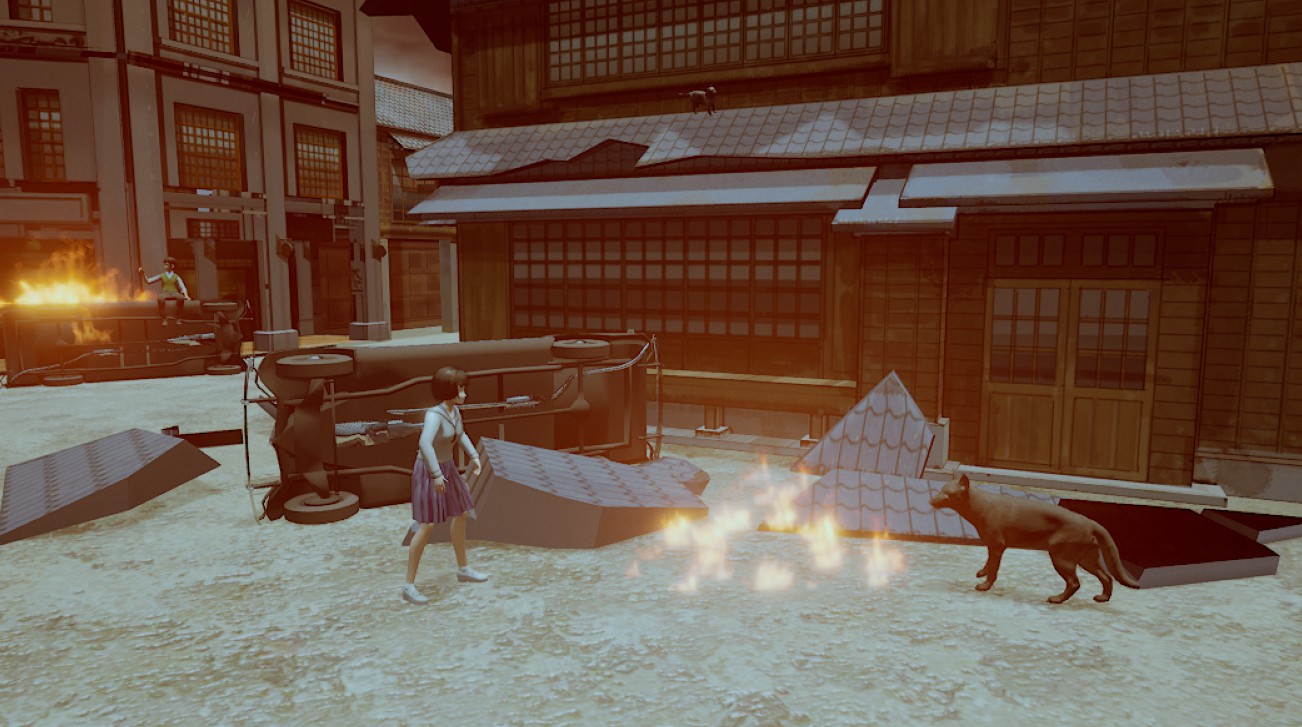 《台北大空襲》改編為電玩，玩家將扮演一名女學生，在空襲中的台北城躲避轟炸。（迷走工作坊提供）