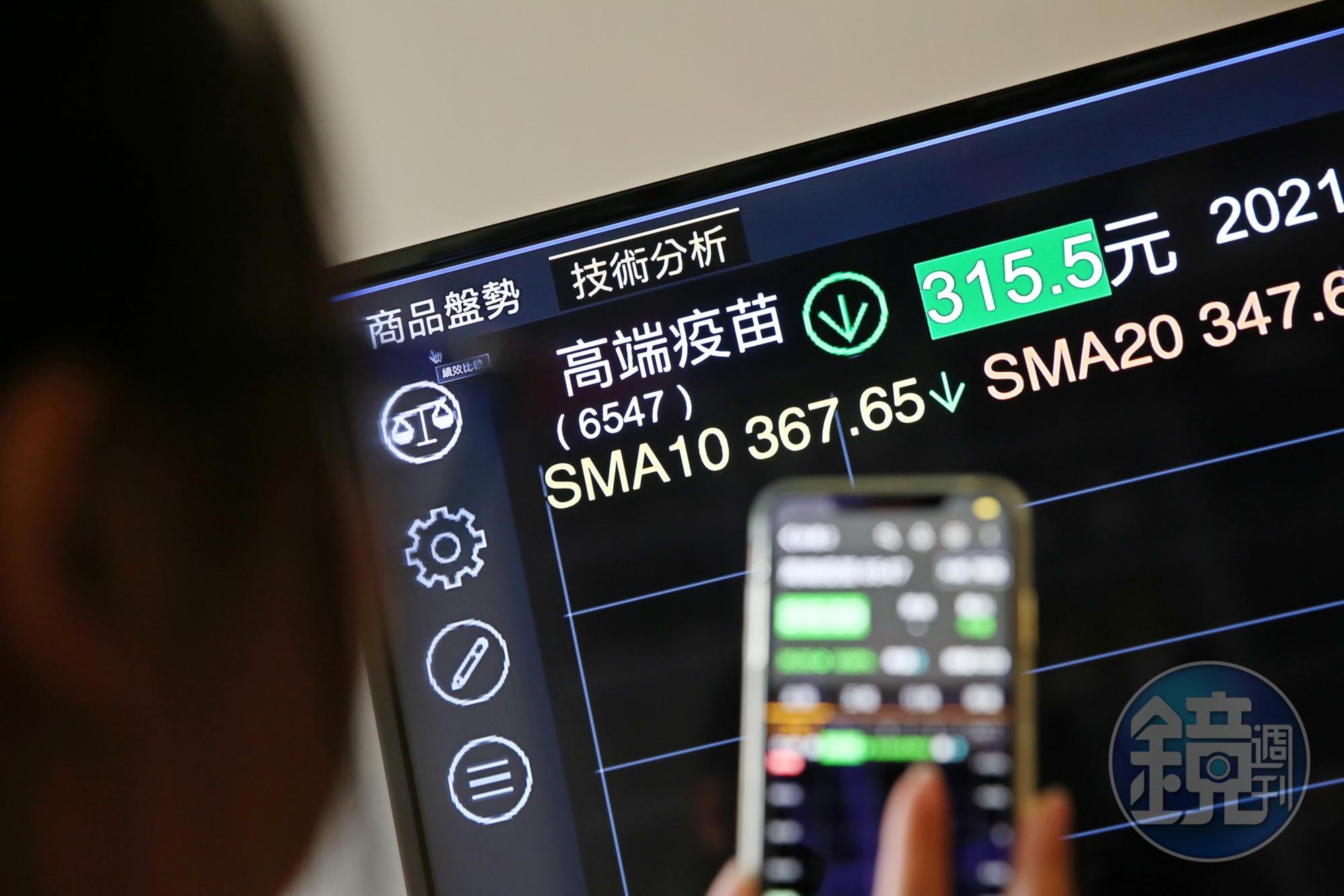 高端順利接獲政府500萬劑疫苗大單，但股價卻反常出現2根跌停。