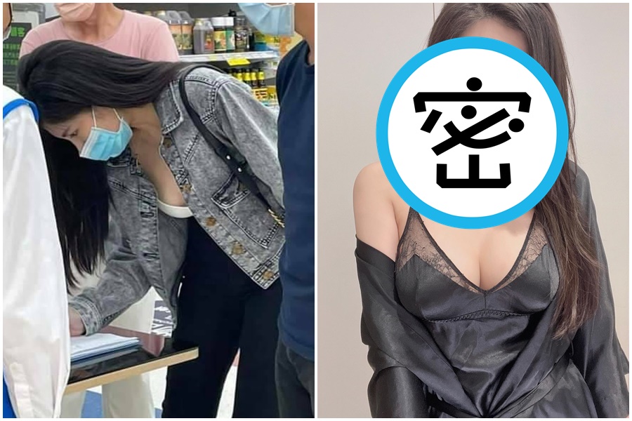 口罩妹因登記實聯制時的照片被網友分享，導致本尊近來私訊爆量。（翻攝自臉書、張岱雰臉書）