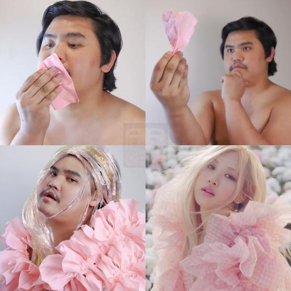 同樣是Blackpink成員的Rosé（右下），也曾被這位泰國小哥模仿過，求看完的心理陰影面積…（翻攝自LowCostCosplay臉書）