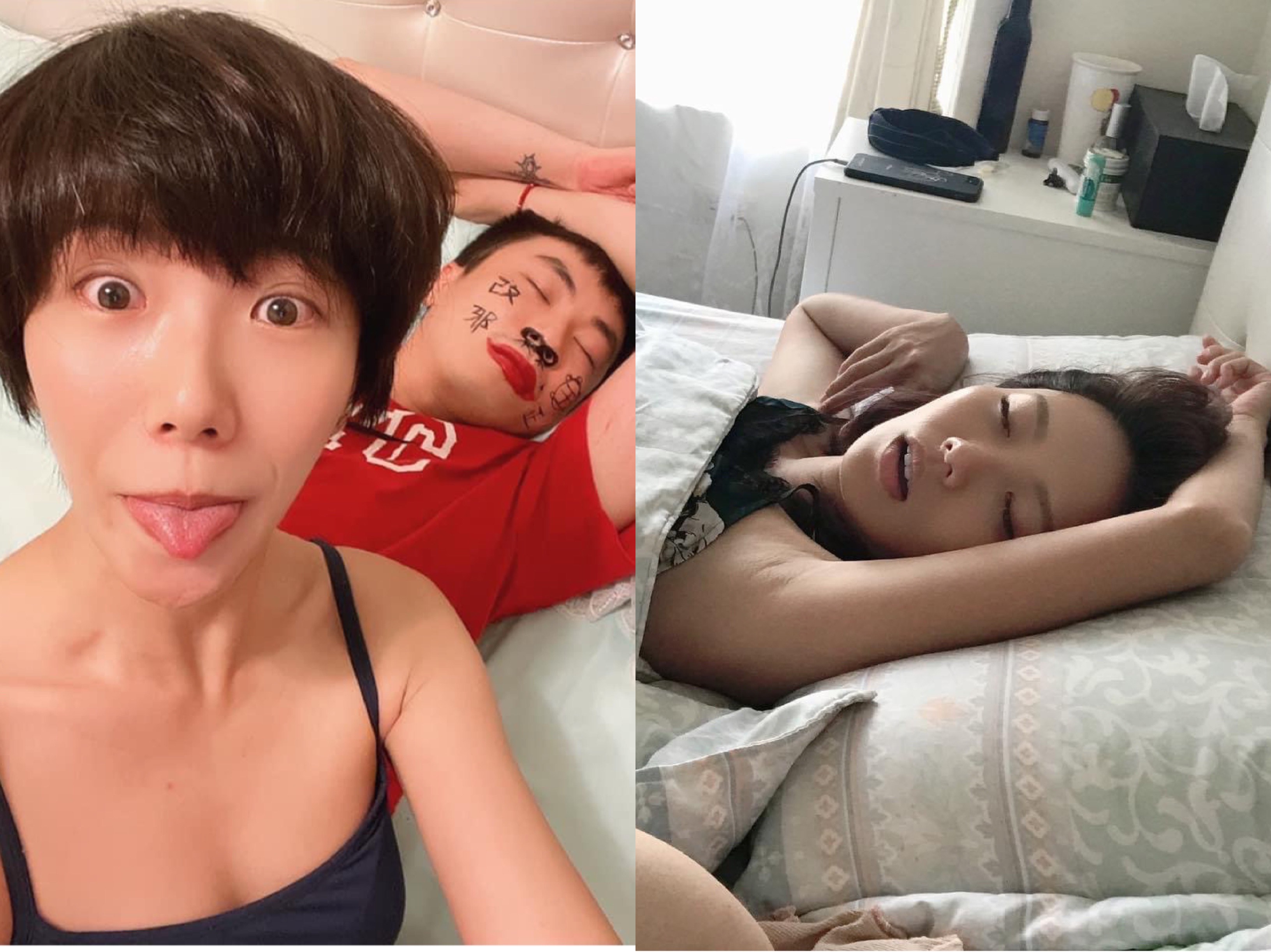 大牙與老公阿廖師互整。（圖/翻攝自大牙、阿廖師臉書）