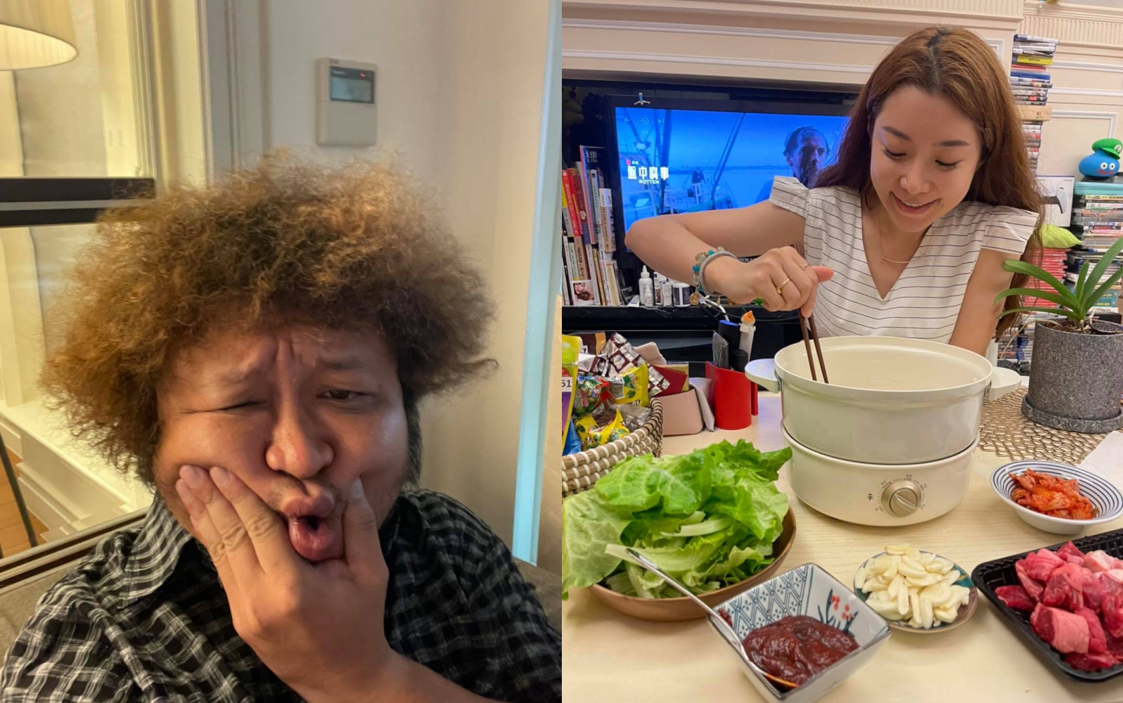 在停工及女友的餵食之下，納豆很擔心自己的體重。（翻攝自納豆粉絲頁）
