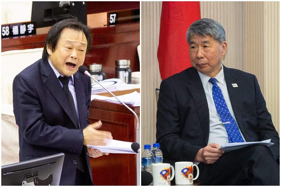 張亞中（右圖）憑一張委託書要捐疫苗，王世堅（左圖）嗆他是來亂的。（資料照）