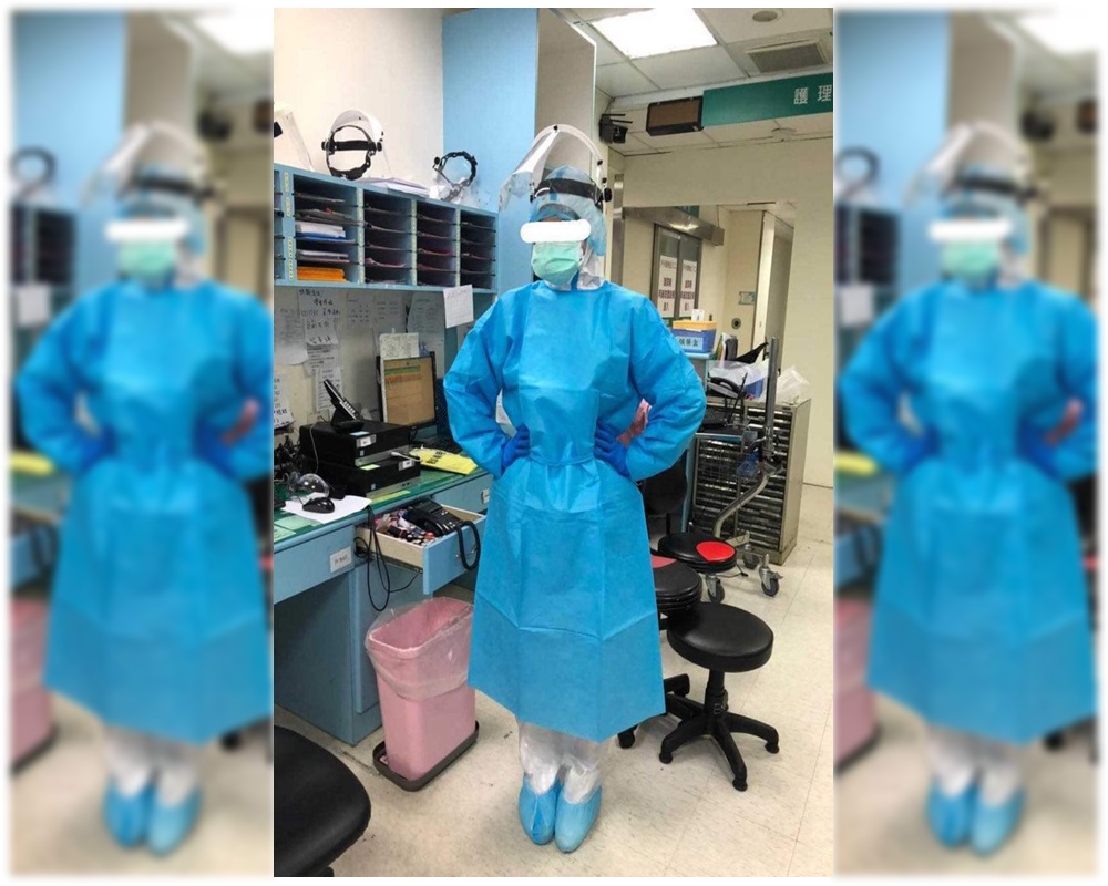 臉書粉專「J個醫師」，分享負壓隔離病房的暖心故事，並附上「前線戰鬥的天使們的英姿」照片，盼民眾也能撐住醫護。（圖片由臉書「J個醫師」授權使用）