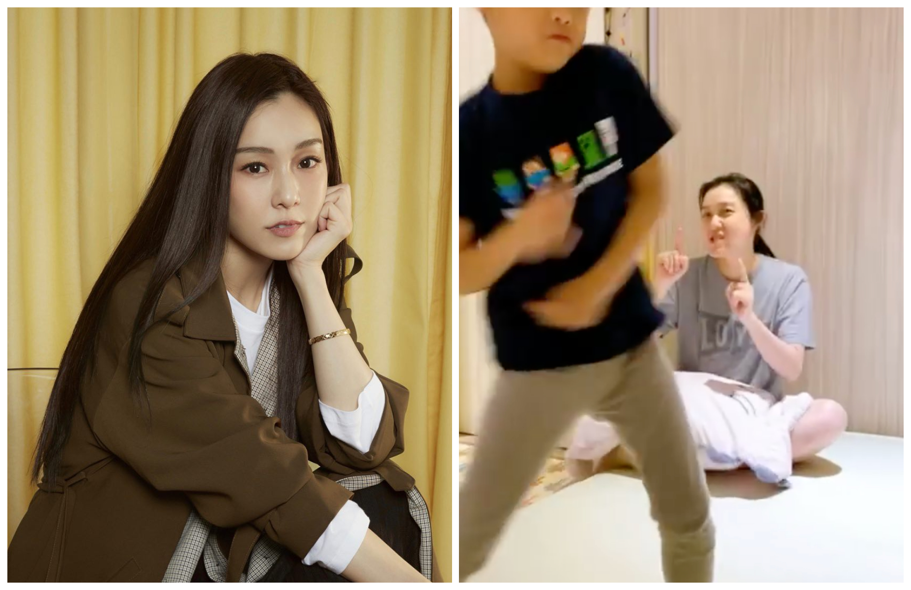 范瑋琪近日心繫台灣疫情，昨開心與兒子們跳舞。（右圖，翻攝黑人陳建州臉書影片）