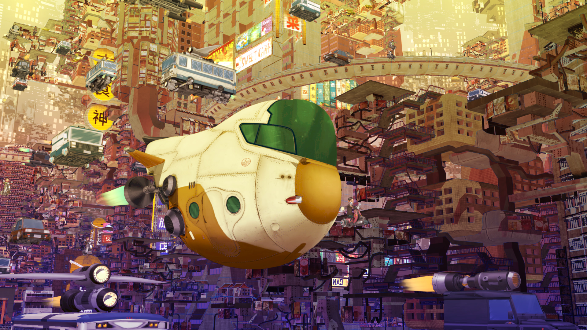 科幻喜劇《未來宅急便》採用世界觀較黑暗的賽博龐克風格，製作團隊先調整過色調，讓它更適合兒童觀賞。（studio 2  animation lab 提供）