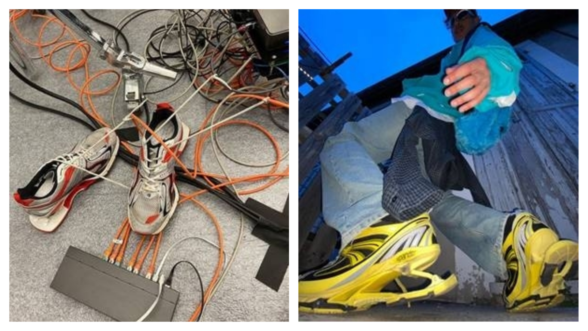 BALENCIAGA推出新款X-Pander運動鞋，鞋跟安裝在外露的彈性結構上，隨著每一步而延展或收縮，視覺效果強烈。（翻攝自BALENCIAGA IG）