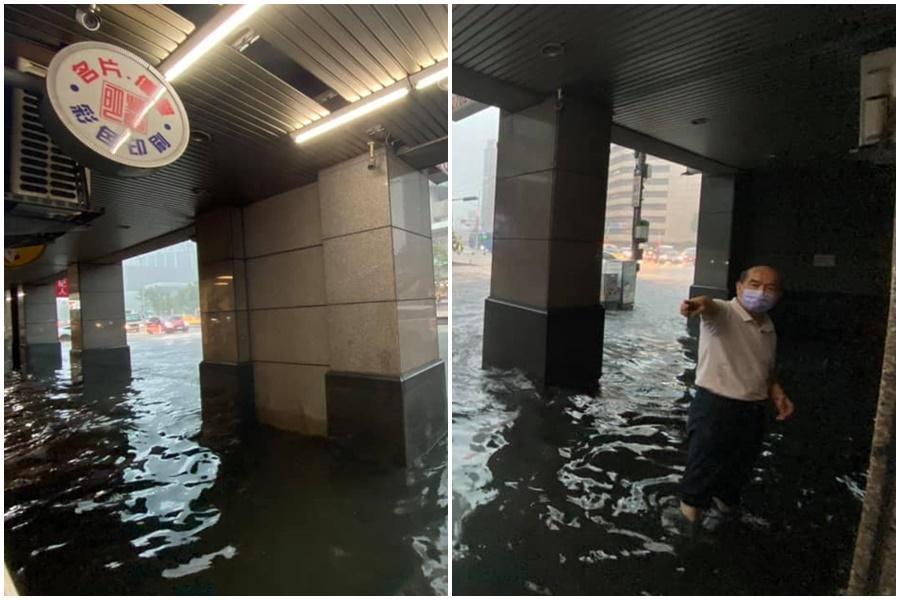 台北市府轉運站淹水。（翻攝自爆料公社臉書）
