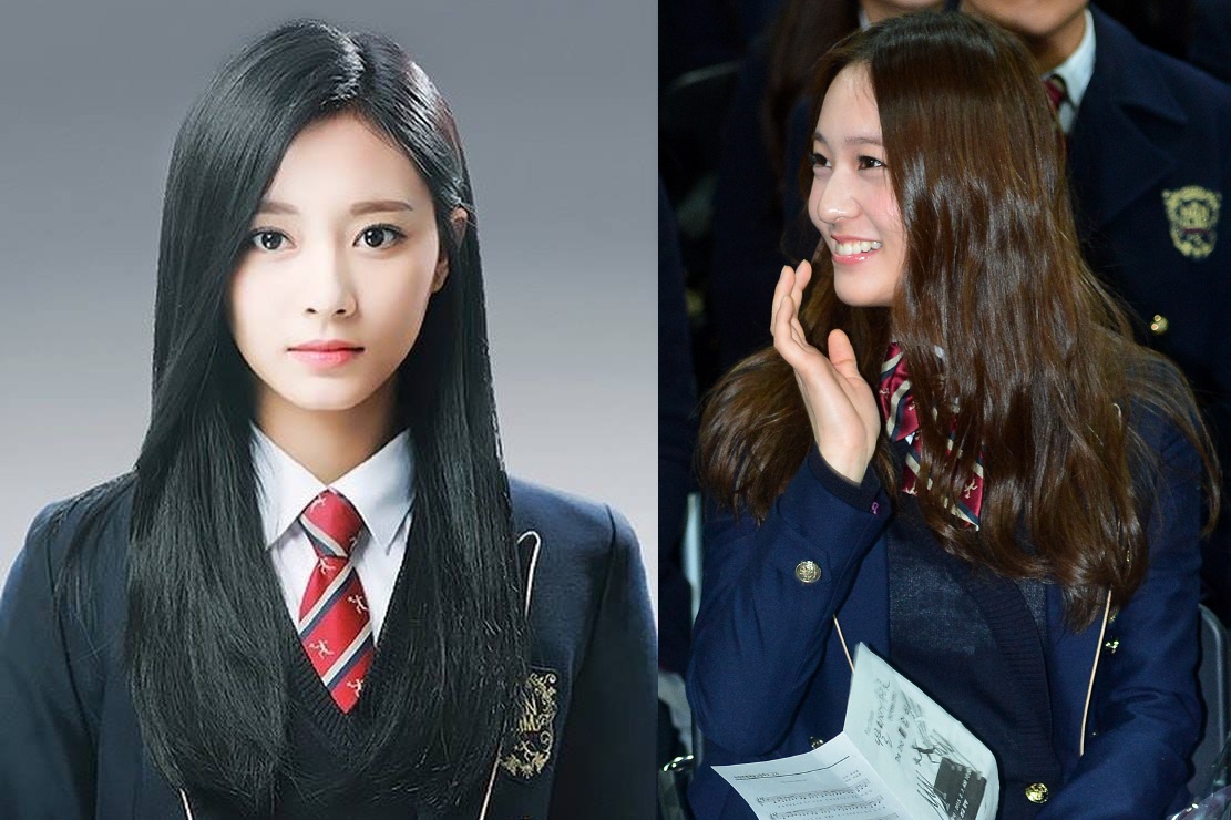 周子瑜（左圖）和Krystal都是韓國翰林演藝藝術高等學校的畢業生。（翻攝自網路）