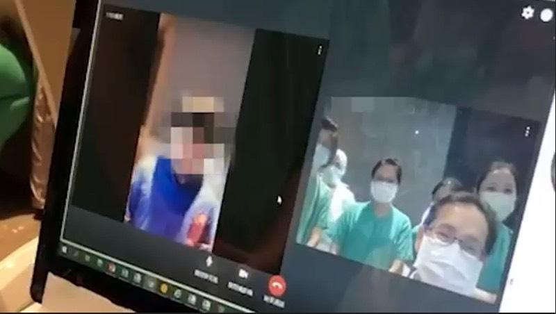 新北市集中檢疫中心得知一位年僅9歲的確診小男童剛好生日,特別準備蛋糕和麵線為小朋友慶生。(台北慈濟醫院提供)