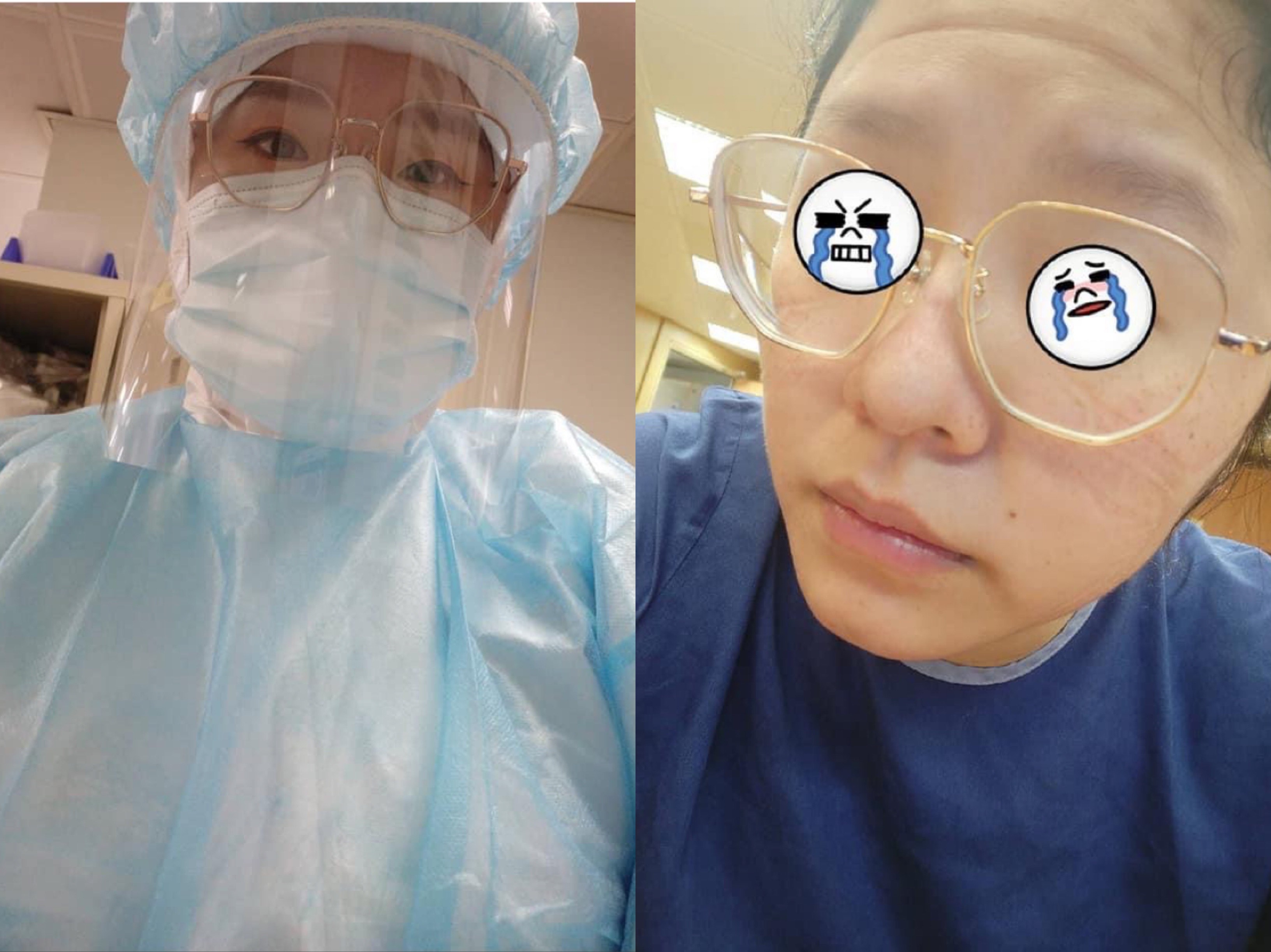 唐豐貼出老婆工作照，感佩醫護人員在這段期間的辛勞。（翻攝自唐豐臉書）