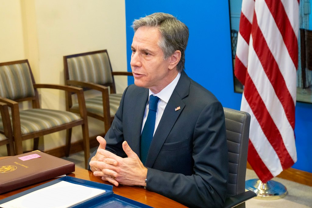 美國國務卿布林肯透露，台美正在就某種框架協議進行對話。（翻攝自美國國務院臉書）