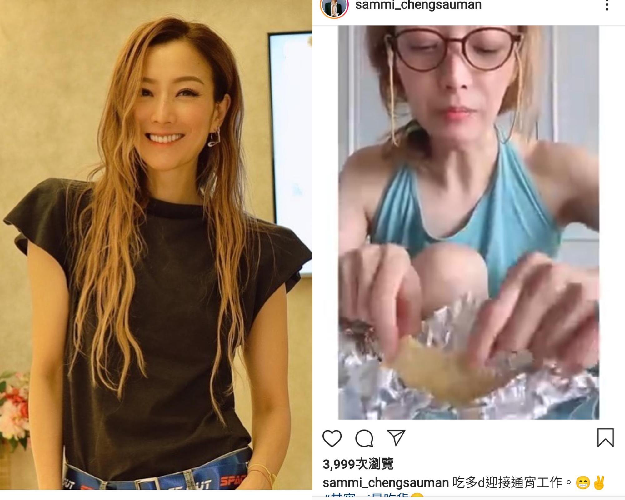過往鄭秀文熱衷於減肥而不吃東西，如今她改變飲食習慣，為了即將到來的通宵工作狂嗑太陽餅。（翻攝自鄭秀文IG）