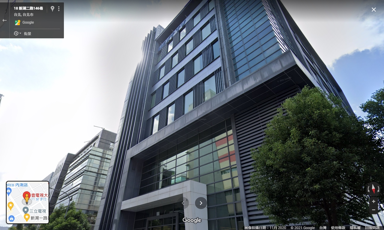 壹電視有員工染疫並且暴斃在廁所病逝，公司已請北市府在大樓緊急設置快篩站。（翻攝Google Map）