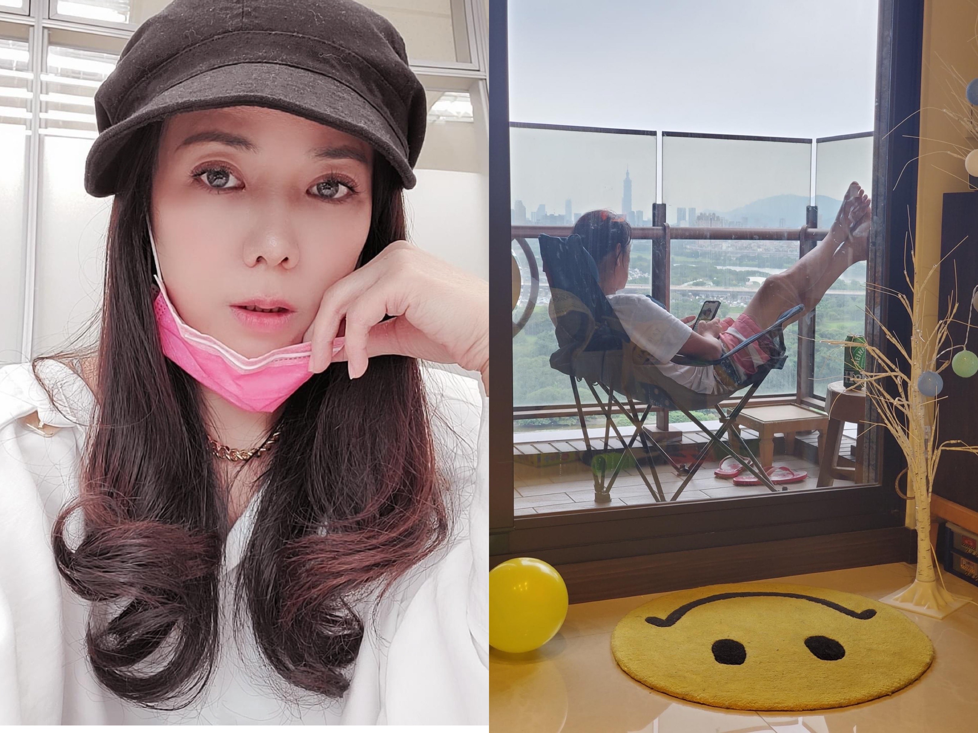 陳仙梅抱怨老公不幫忙盯小孩課業，情願躲在陽台忍受高溫曝曬與人車喧擾。（翻攝自陳仙梅臉書）
