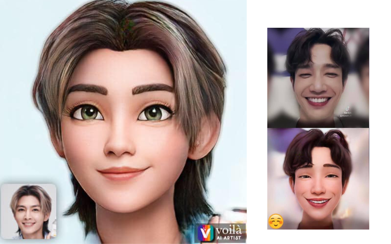 Voila AI Artist迪士尼風換臉App爆紅，炎亞綸（左圖）、劉以豪（右臉）都搶試玩。（翻攝自炎亞綸、劉以豪臉書）