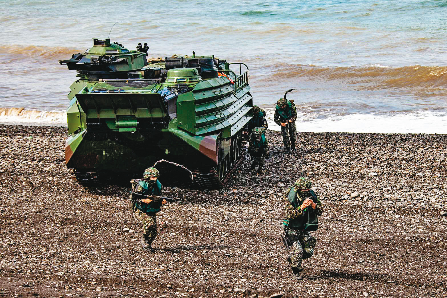 共軍在此次兵推計畫中雖成功登陸,但因遭國軍分批包圍,無法集結。(國防部提供)