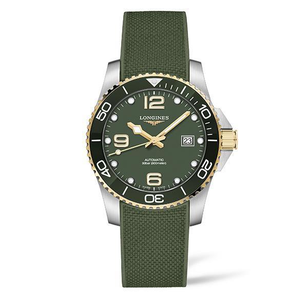 HydroConquest｜錶徑41mm／黃金PVD不鏽鋼材質／時、分、秒、日期指示／L888.5自動上鏈機芯／防水300米／建議售價：NT$ 58,800