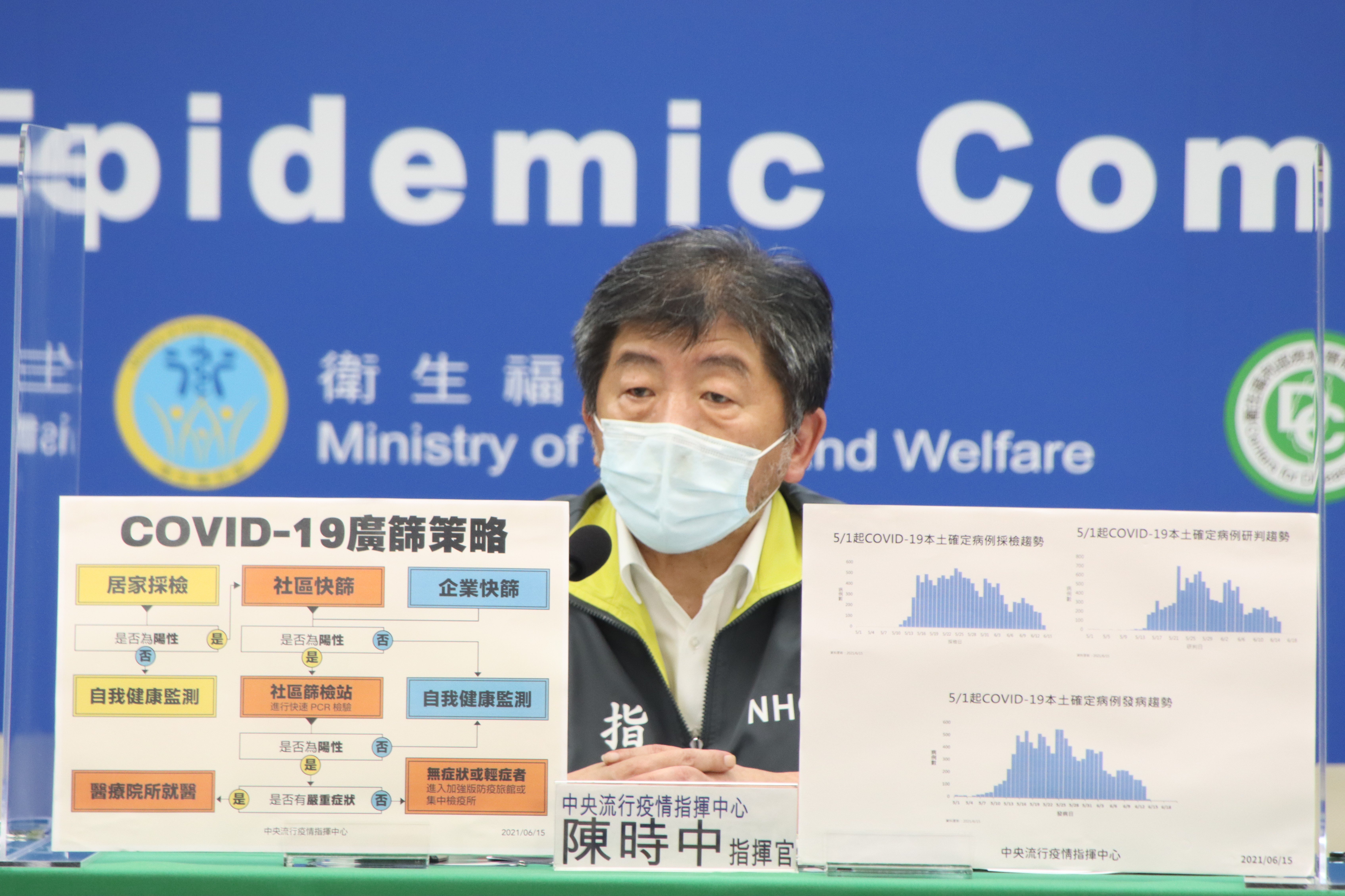 中央流行疫情指揮中心指揮官陳時中表示，第二批疫苗，將提高75歲以上長者疫苗配比、高風險地區、中風險地區和離島都會加發。（指揮中心提供）