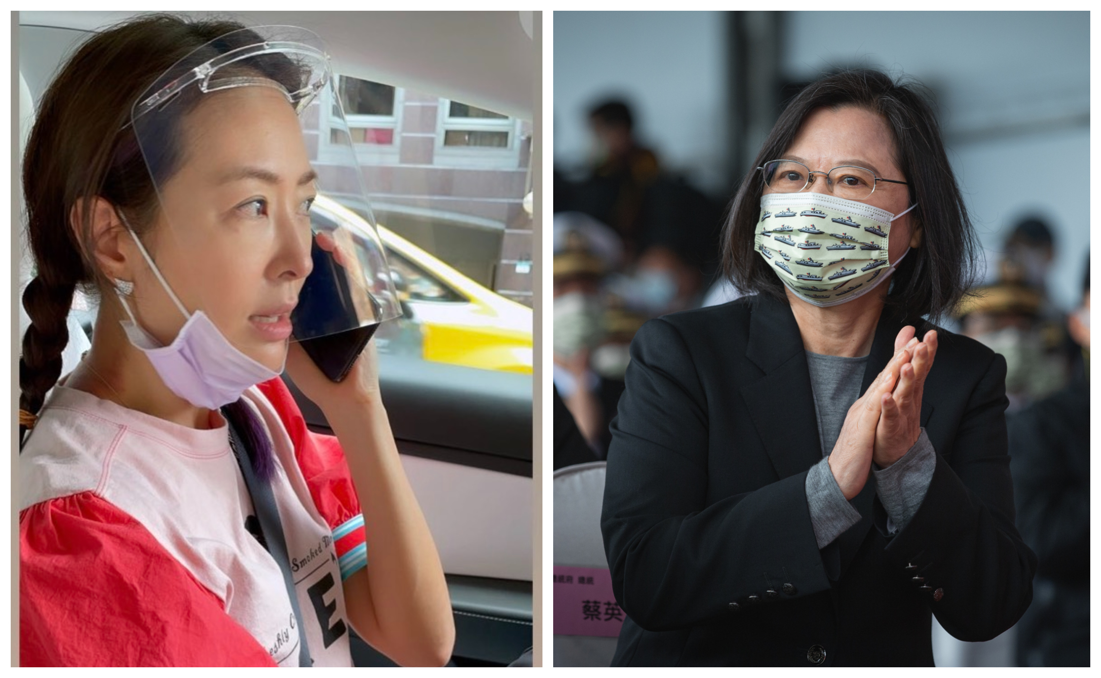 賈永婕（左圖）接到總統蔡英文（右圖）電話，內心相當激動。（翻攝賈永婕臉書、總統府提供）