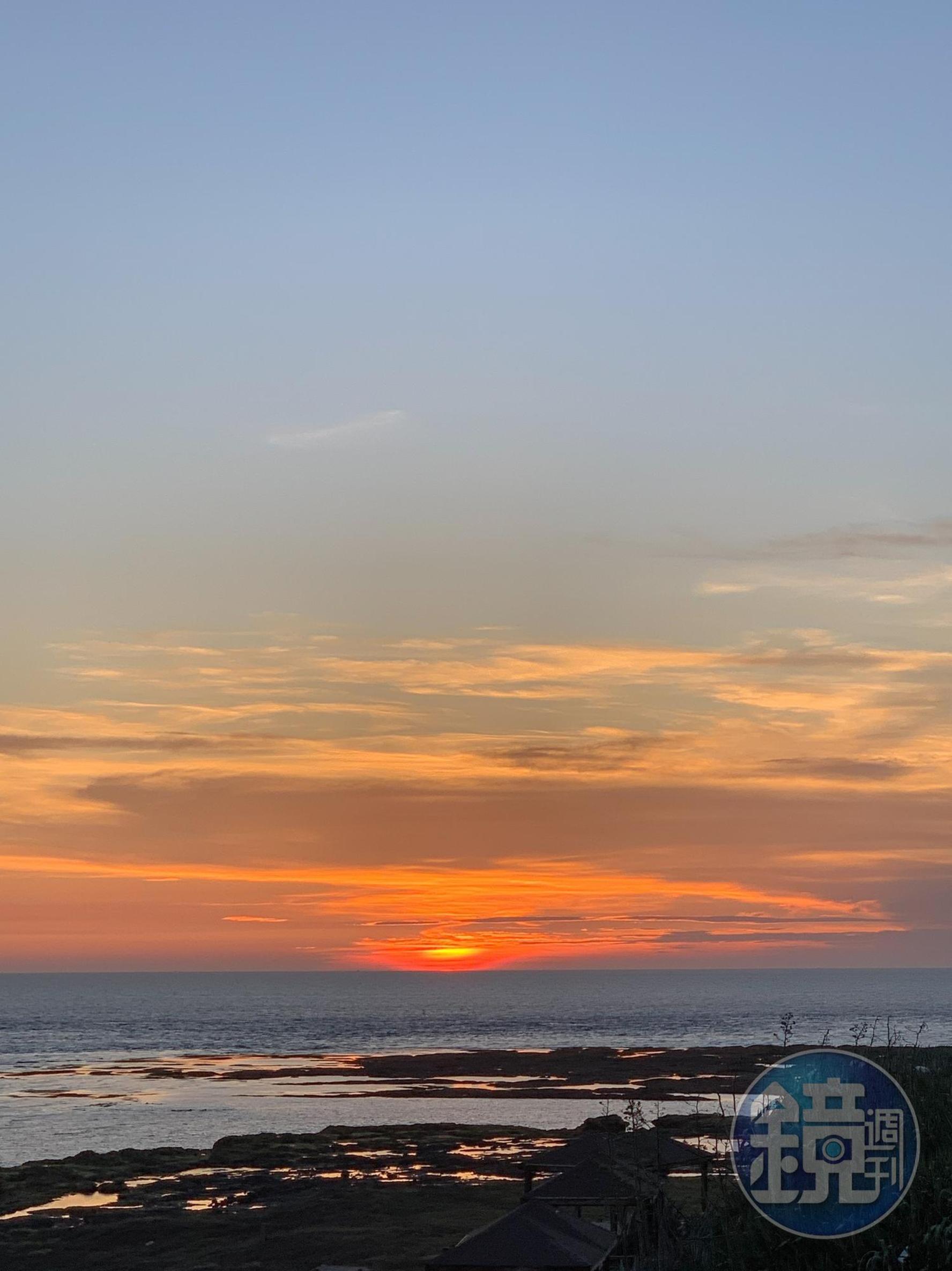 在無人島上看見的夕陽。
