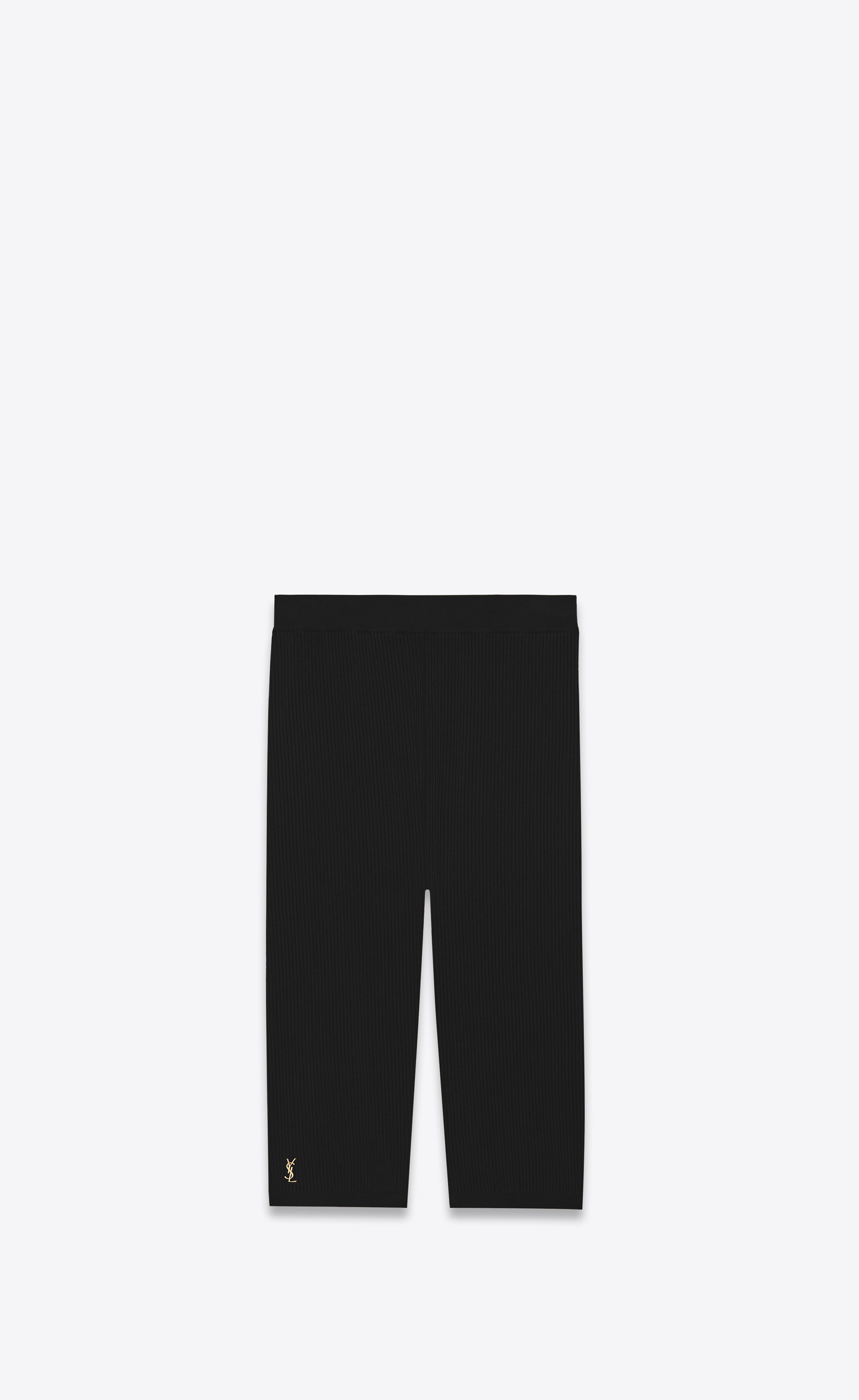 黑色羅紋緊身單車褲 NT$19,400 SAINT LAURENT。（SAINT LAURENT提供）